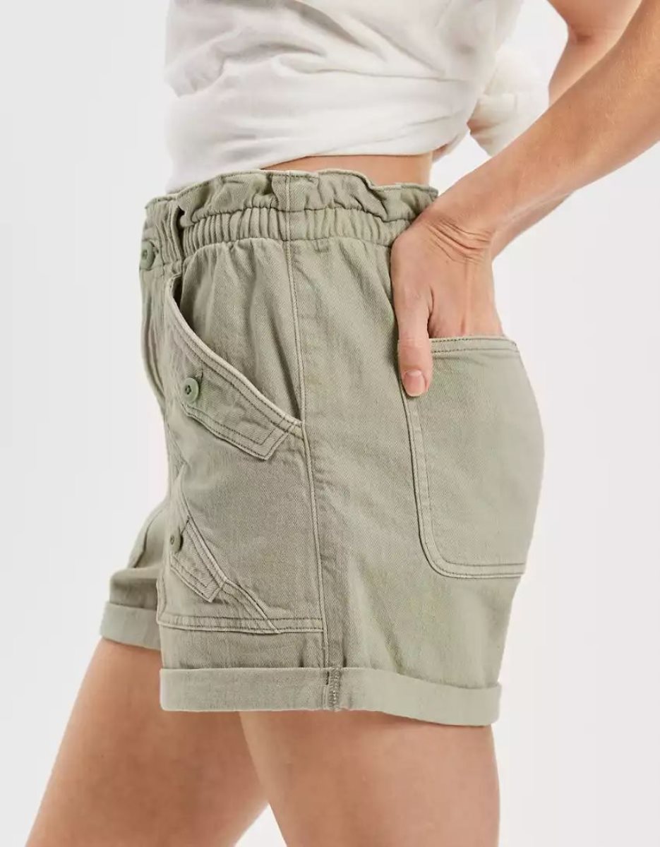 Shorts American Eagle AE Stretch Highest Taille Baggy Utility Vert Olive Femme | EMS-47842171